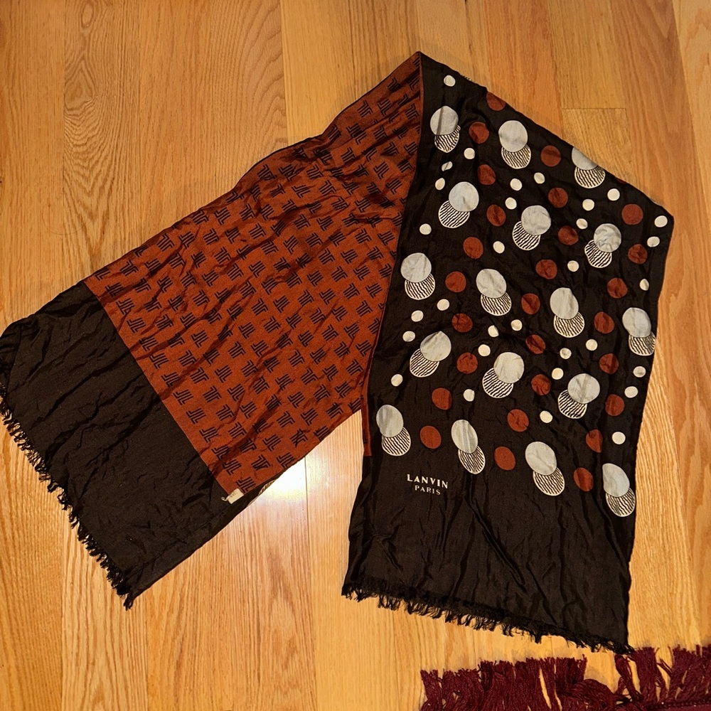 SOLD-Vintage Lanvin 100% Silk Scarf Long Unisex Men’s Ladies
